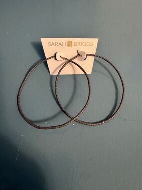 Sarah Briggs Brown Beaded Hoop Earrings